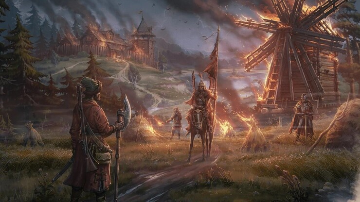 Нападение на русскую деревню в катсцене из отечественной RPG «Смута»